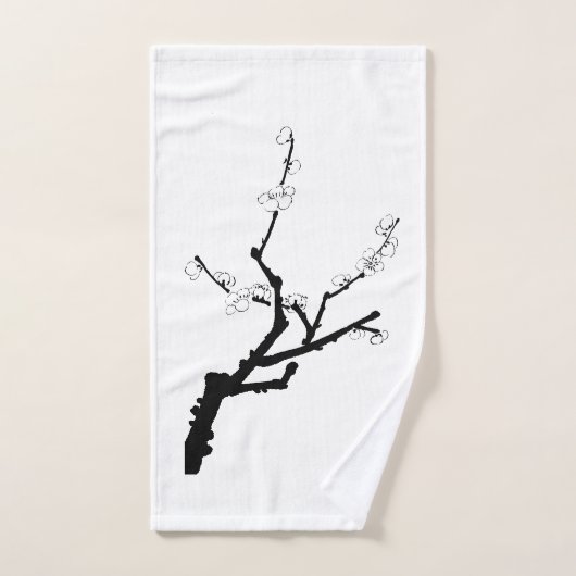 Petite perruque en fleurs de prune (Serviette à main)
