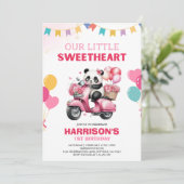 Petite Petite Amoureuse Panda Invitation Anniversa (Debout devant)