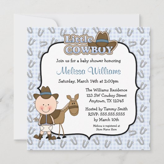 Petite petite cowboy à la douche Invitations (Devant)