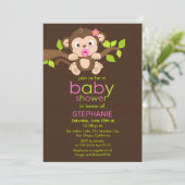 Petite petite fille singe Invitation Baby shower (Debout devant)