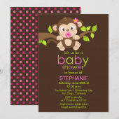 Petite petite fille singe Invitation Baby shower (Devant / Derrière)