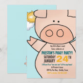 Petite Piggy Anniversaire Fête Invitation (Devant / Derrière)