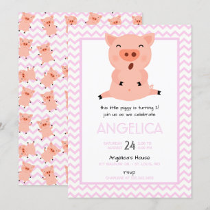 Petite Piggy Anniversaire Fête Invitation