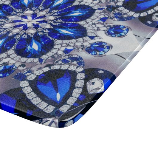 Petite planche à découper en verre aux tons Bleus  (Coin)