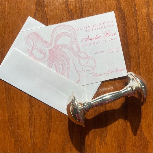 Petite poulpe Vintage Faire-part de naissance pour