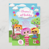 Petite poupée Rag Invitations de fête d'anniversai (Devant / Derrière)