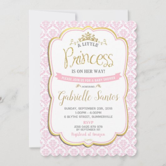 Petite princesse Baby Shower Invitations Jeune fil (Devant)