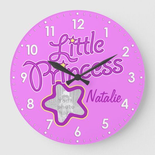 Petite princesse étoile photo rose filles horloge (Recto)