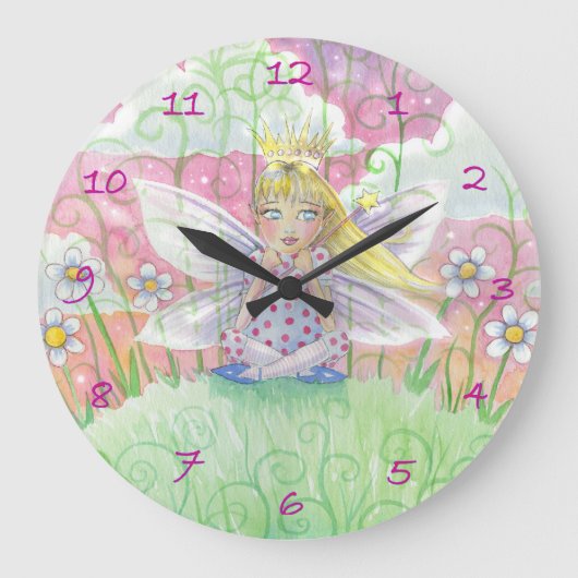 Petite Princesse Fée Filles Horloge Murale (Recto)