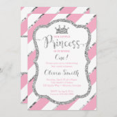 Petite princesse Invitation d'anniversaire Pink & (Devant / Derrière)