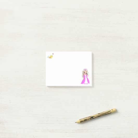 Petite princesse mignonne et notes de post-it (Sur un bureau)