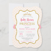 Petite princesse royale rose invitation baby showe (Devant)