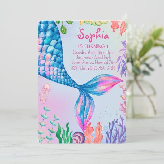 Petite Queue de sirène sous l'eau Invitation d'ann (Debout devant)
