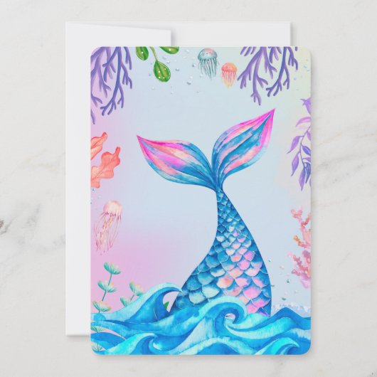 Petite Queue de sirène sous l'eau Invitation d'ann (Dos)