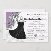Petite robe noire bachelorette invitation (Devant)