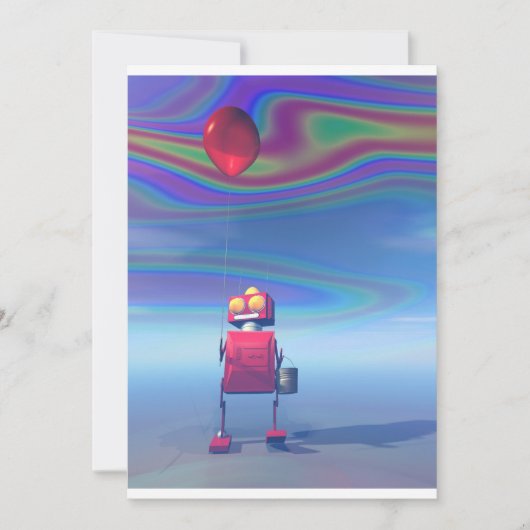 Petite Robot Rouge Anniversaire 2 Invitation (Devant)
