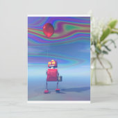 Petite Robot Rouge Anniversaire 2 Invitation (Debout devant)