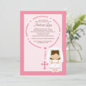 Petite Rosaire Première communion Invitation Fille (Debout devant)