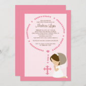 Petite Rosaire Première communion Invitation Fille (Devant / Derrière)