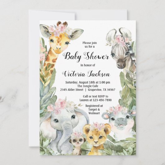 Petite Safari bébé douche Invitations (Devant)