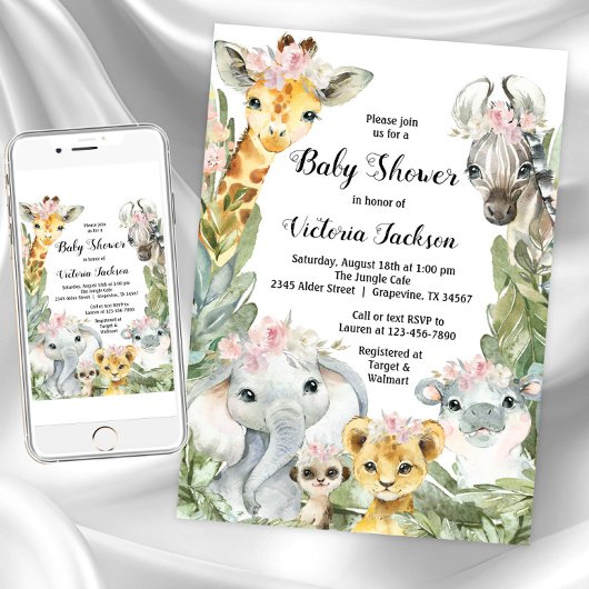 Petite Safari bébé douche Invitations