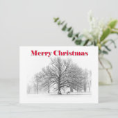Petite scène d'hiver Carte de Noël Bow blanc (plat (Debout devant)