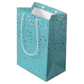 Petite Silver Stars Gift Bag in Turquoise Medium Cadeauzakje (Achterkant Gekanteld)