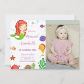 Petite sirène de cheveux orange Invitations avec p (Devant)