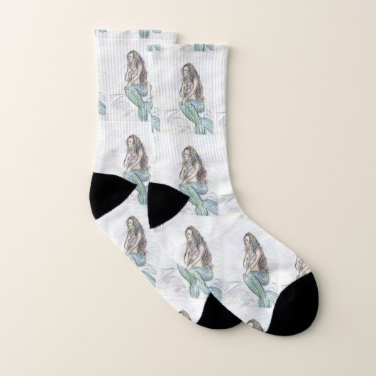 Petite Sirène Dessinant Des Chaussettes D'Art Pers (Paire)