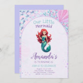 Petite Sirène Invitation Anniversaire (Devant / Derrière)