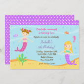 Petite Sirène Invitations de fête d'anniversaire (Devant / Derrière)