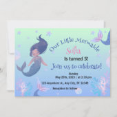 Petite Sirène rose 5e anniversaire Invitation (Devant)