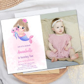 Petite sirène rose Invitation à l'anniversaire ave