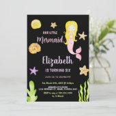 Petite sirène rose Invitations d'anniversaire (Debout devant)