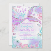 Petite Sirène rose pourpre Invitation Anniversaire (Devant)