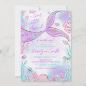 Petite Sirène Rose Purple Baby shower Invitation (Devant)