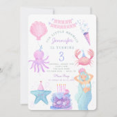 Petite Sirène Sous La Mer Magique Invitation Anniv (Devant)