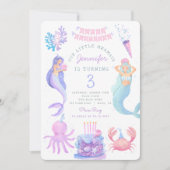 Petite Sirène Sous La Mer Magique Invitation Anniv (Devant)