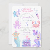 Petite Sirène Sous La Mer Magique Invitation Anniv (Devant)