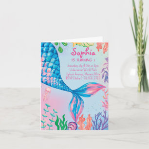 Petite Sirène Sous L'Eau Invitation Anniversaire