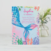 Petite Sirène Sous L'Eau Invitation Anniversaire (Debout devant)