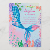 Petite Sirène Sous L'Eau Invitation Anniversaire (Devant / Derrière)