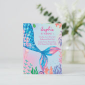 Petite Sirène Sous L'Eau Invitation Anniversaire (Debout devant)