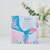 Petite Sirène Sous L'Eau Invitation Anniversaire (Debout devant)