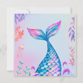 Petite Sirène Sous L'Eau Invitation Anniversaire (Dos)