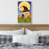 Petite Sorcière avec Chat Noir Impression sur Toil (Insitu(Chambre))