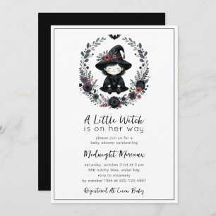 Petite sorcière Halloween Baby shower Invitation