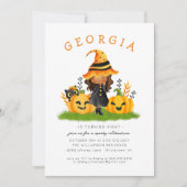 Petite sorcière Halloween Invitation Anniversaire (Devant)