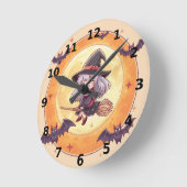 Petite Sorcière Horloge Murale Halloween (Angle)