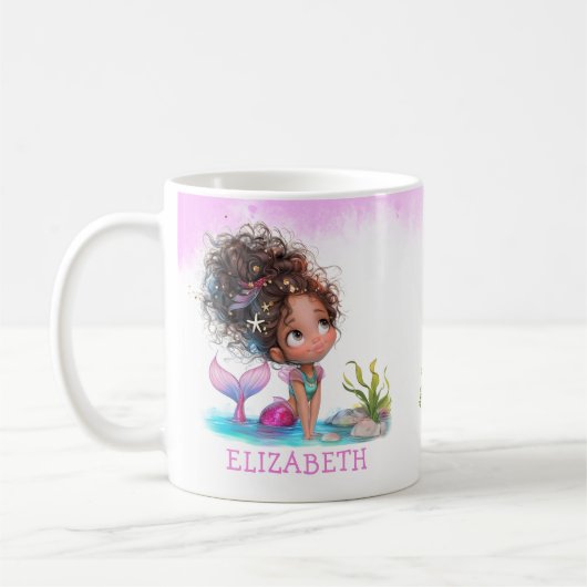 Petite tasse de café Brown d'aquarelle de sirène (Gauche)